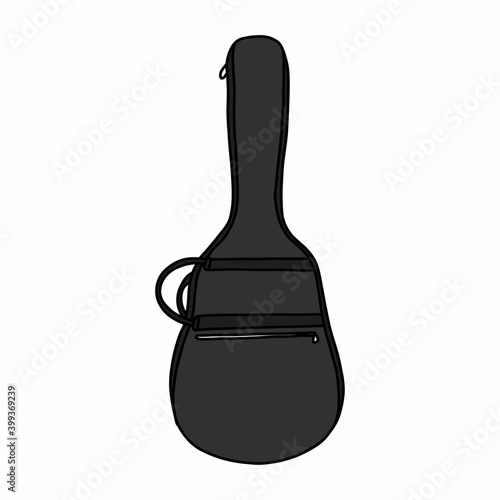 guitar bag doodle icon, vector color illustration