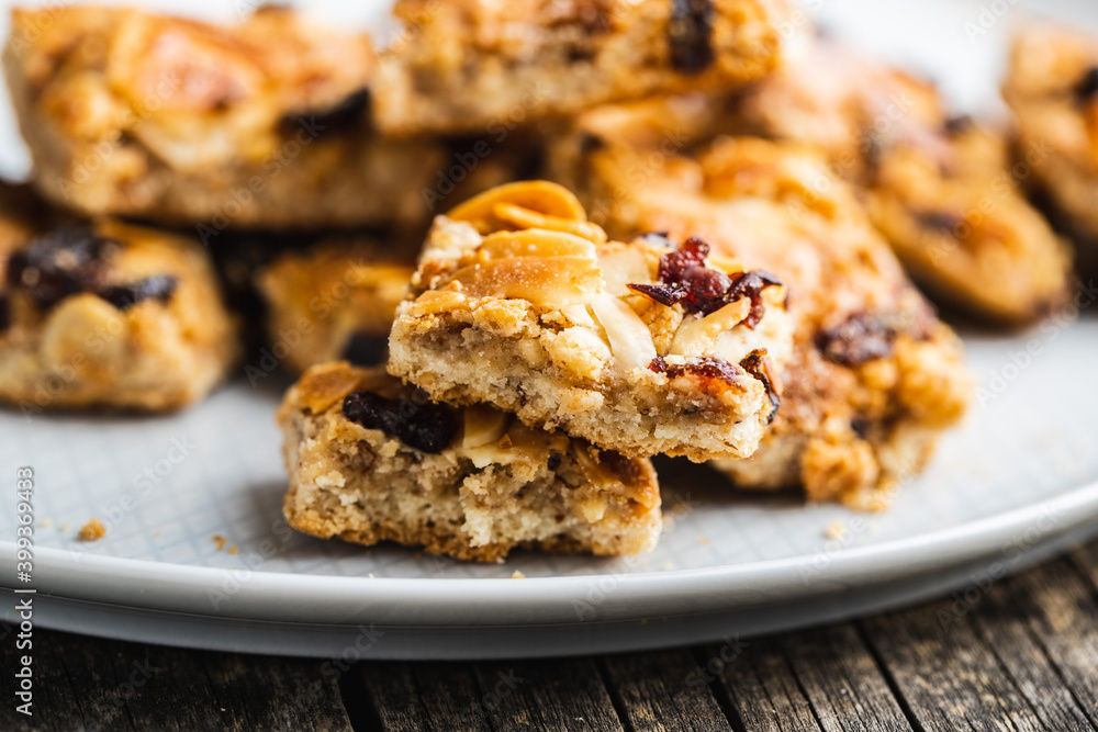 Crunchy cereal cookies with nuts and raisins Crunchy cereal cookies with nuts and raisins