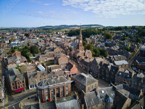 Fly over Forfar Scotland Aerial