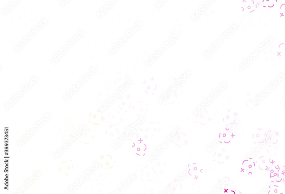 Light Pink, Yellow vector background with math elements.