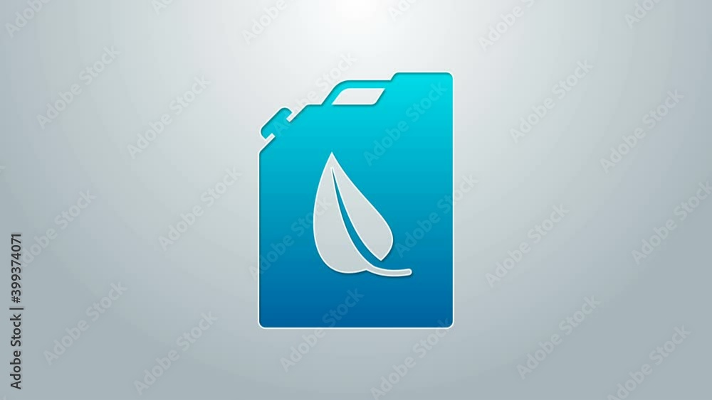 Blue line Bio fuel canister icon isolated on grey background. Eco bio and barrel. Green environment and recycle. 4K Video motion graphic animation Blue line Bio fuel canister icon isolated on grey background. Eco bio and barrel. Green environment and recycle. 4K Video motion graphic animation