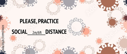 Practice Social Distance Vector Banner. Virus Protection Flat Corona Web Page.