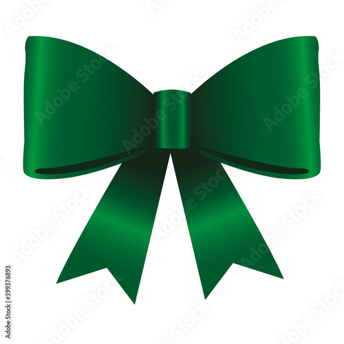 happy merry christmas green bow ribbon icon