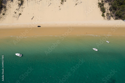 aerial of pleasure boats near the beach Fototapet