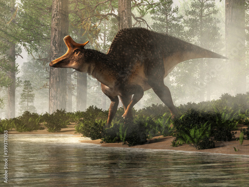 Foto Lambeosaurus is an extinct dinosaur that lived in Cretaceous era North America