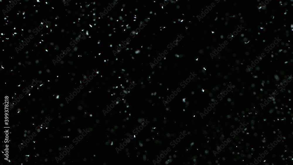 Winter Snow Falling Isolated on Black Background. Super Slow Motion FIlmed at 1000 FPS. Winter Snow Falling Isolated on Black Background. Super Slow Motion FIlmed at 1000 FPS.