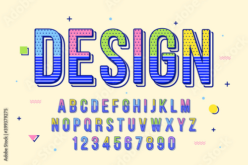 decorative memphis Font and Alphabet vector