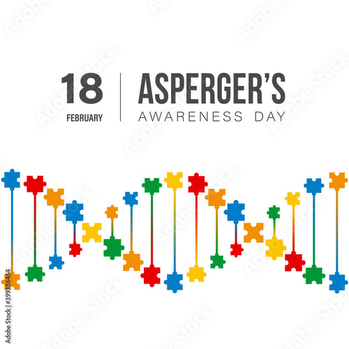 International Asperger's awareness day concept with multicolored shape of DNA with puzzle