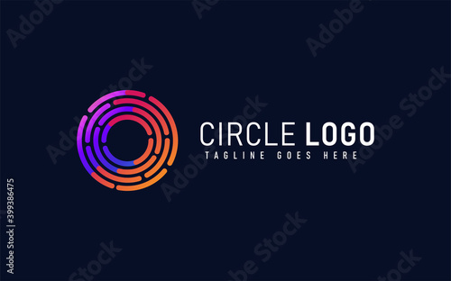 Abstract Circular Purple and Orange Gradient Color Combination Logo Design. Usable For Business, Community, Industrial, Foundation, Security, Tech, Services Company. Vector Logo Design Illustration.