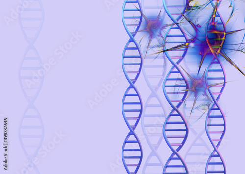 DNA molecules structure. DNA chain breakdown  genetic mutation  3d render