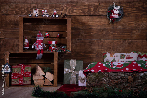 Christmas wooden decoration background