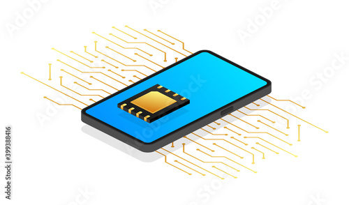 Digital e sim chip motherboard digital chip. Modern icon. White background. Vector template. Communication icon symbol.