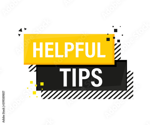 Helpful tips megaphone yellow banner in 3D style on white background. Vector illustration.