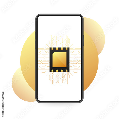 Digital e sim chip motherboard digital chip. Modern icon. White background. Vector template. Communication icon symbol.