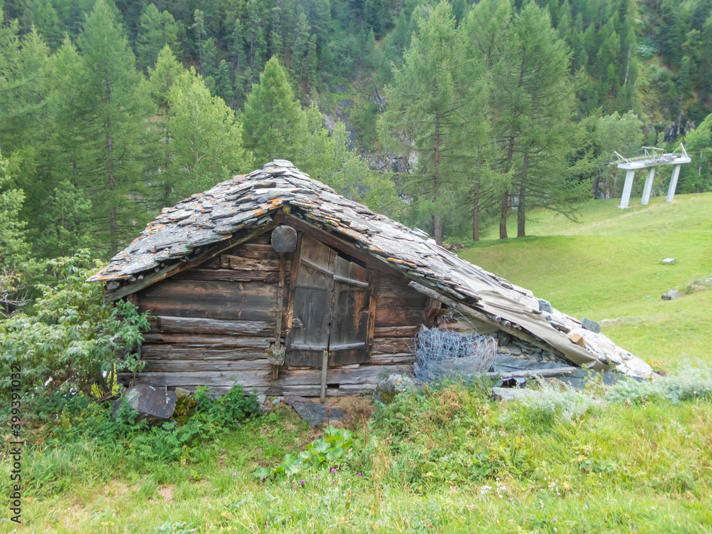 Old shed in a forest in Zermatt, Switzerland Old shed in a forest in Zermatt, Switzerland