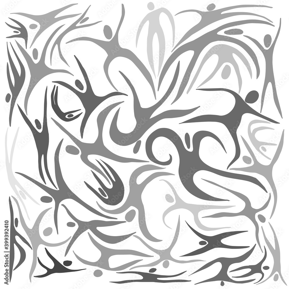 Vector sport seamless pattern with silhouettes of person. Simple abstract black and white illustration with figures of peoples in motion. Concept of movement, freedom, activity for print and web Vector sport seamless pattern with silhouettes of person. Simple abstract black and white illustration with figures of peoples in motion. Concept of movement, freedom, activity for print and web