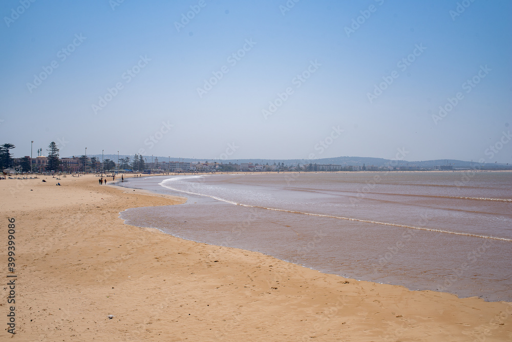 Essaouira, Morroco, Africa - April 29, 2019: The huge beach of Essaouira Essaouira, Morroco, Africa - April 29, 2019: The huge beach of Essaouira