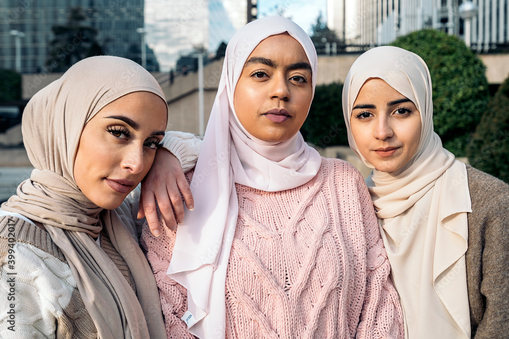 Portrait of three muslim women. Portrait of three muslim women.