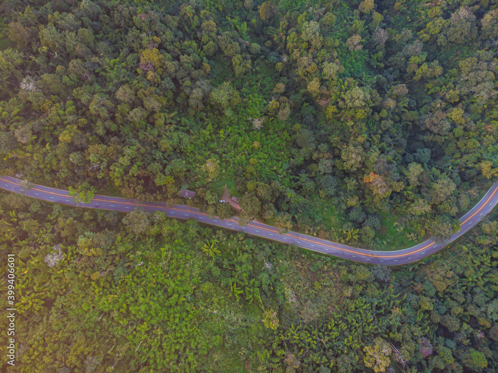 Curve asphalt road on green autumn mountain forest Payao Thailand Curve asphalt road on green autumn mountain forest Payao Thailand