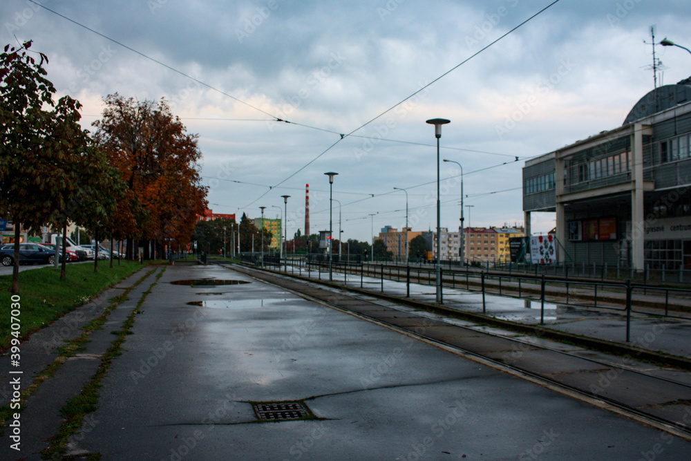 tram station in town 