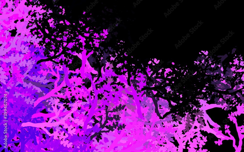 Dark Pink vector doodle pattern with trees, branches.