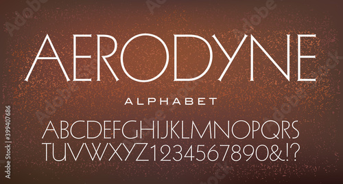 Aerodyne is an extra light serif alphabet with elegant and flowing proportions. Good for luxury logos and branding.