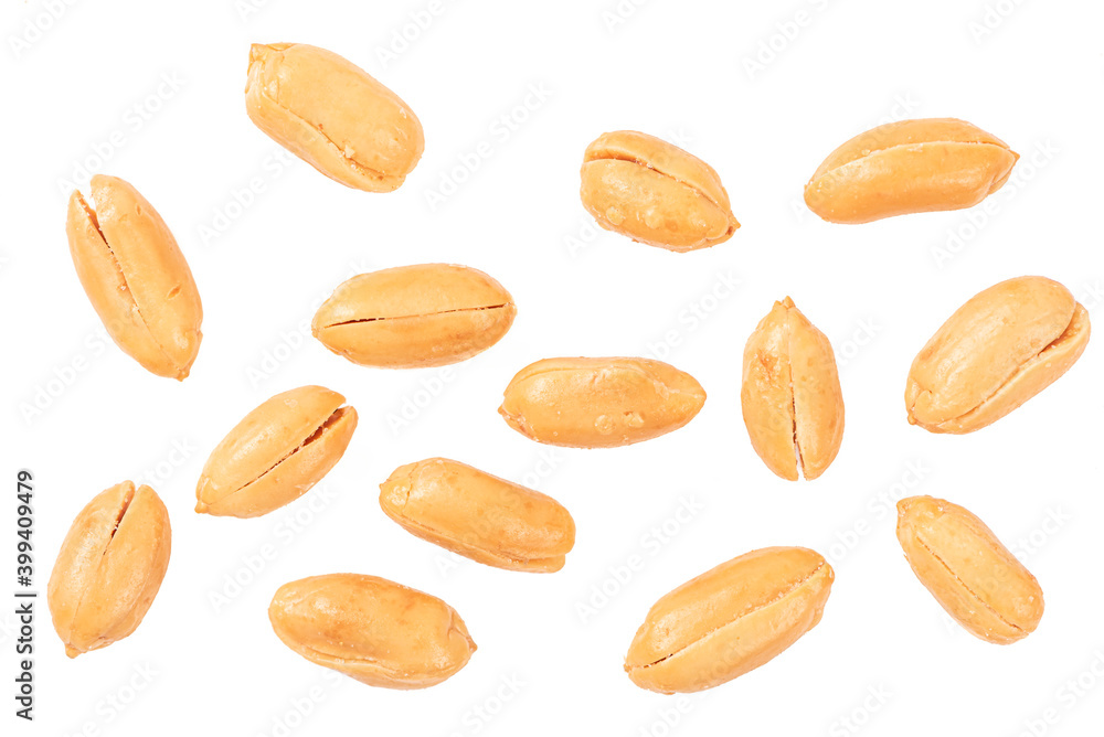 Top view Roasted peanuts isolated on white background. Top view Roasted peanuts isolated on white background.