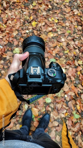 Photo of camera in autumn vibe