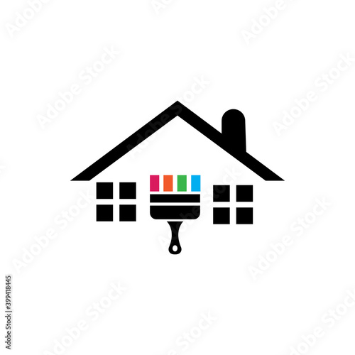 home logo construction vector illustration brush color design template
