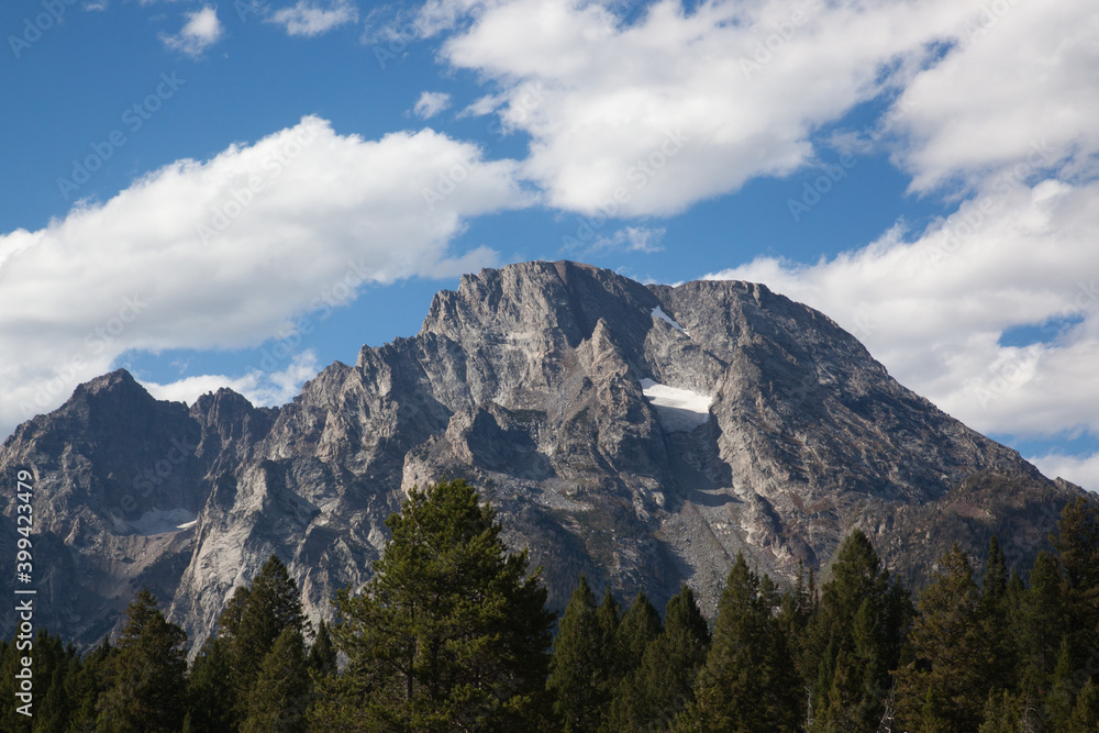 Teton Mountains with clouds in the sky