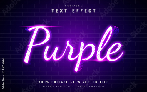 Purple neon text effect with dot pattern