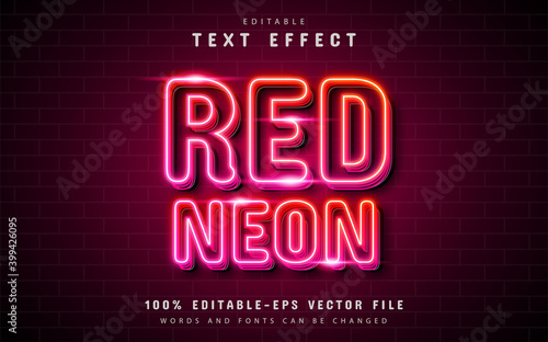 Red neon text effect