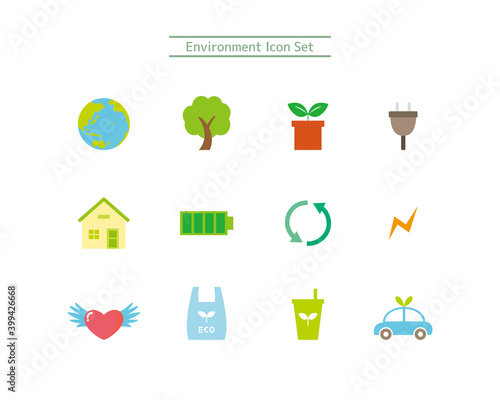 Vector illustration set of environment.  Ecology.  icon.