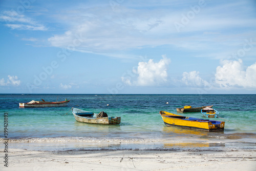 Fishing boats anchored in the sea