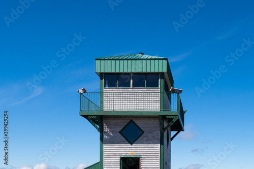 Observation tower at the summit of the mount Jacques Cartier in the Gaspesia national park, Canada
