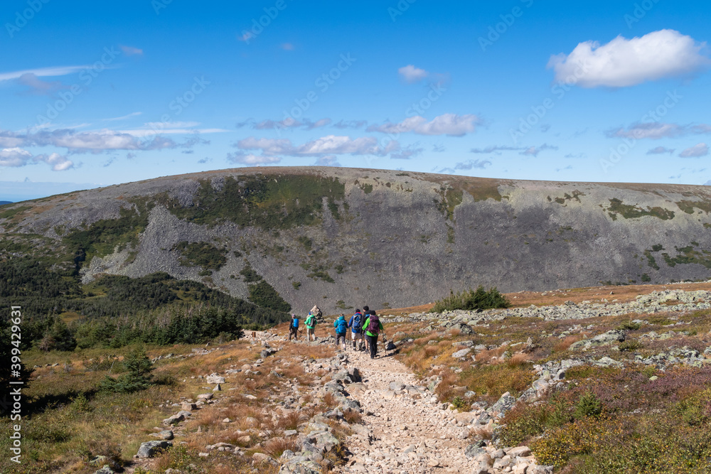 Group of hikers at the mount Jacques Cartier, in the Gaspésie national park, Canada