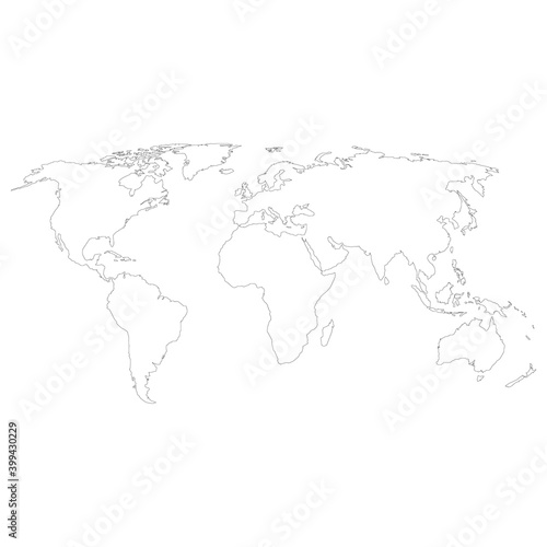 outline hand drawn map of the world on white background. hand drawn simple stylized world map. freehand world map sketch sign. flat style.