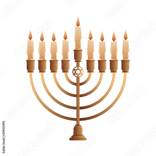 golden chandelier decorative with nine candles isolated icon