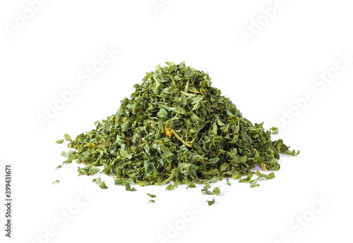Dried parsley isolated on a white background
