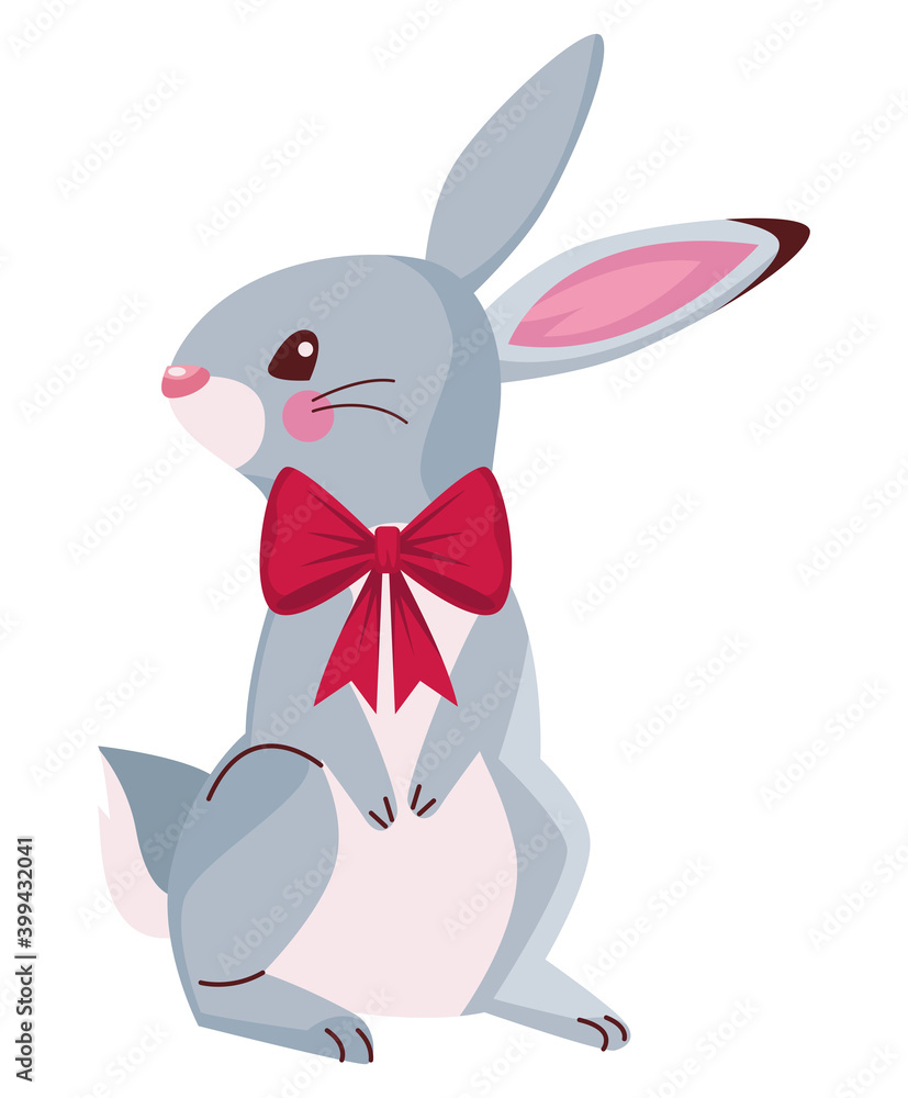 Fototapeta premium cute little rabbit with christmas bow