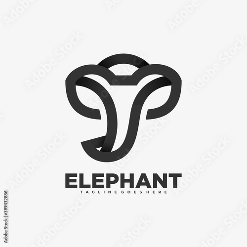 Vector Logo Illustration Elephant Line Art Style.