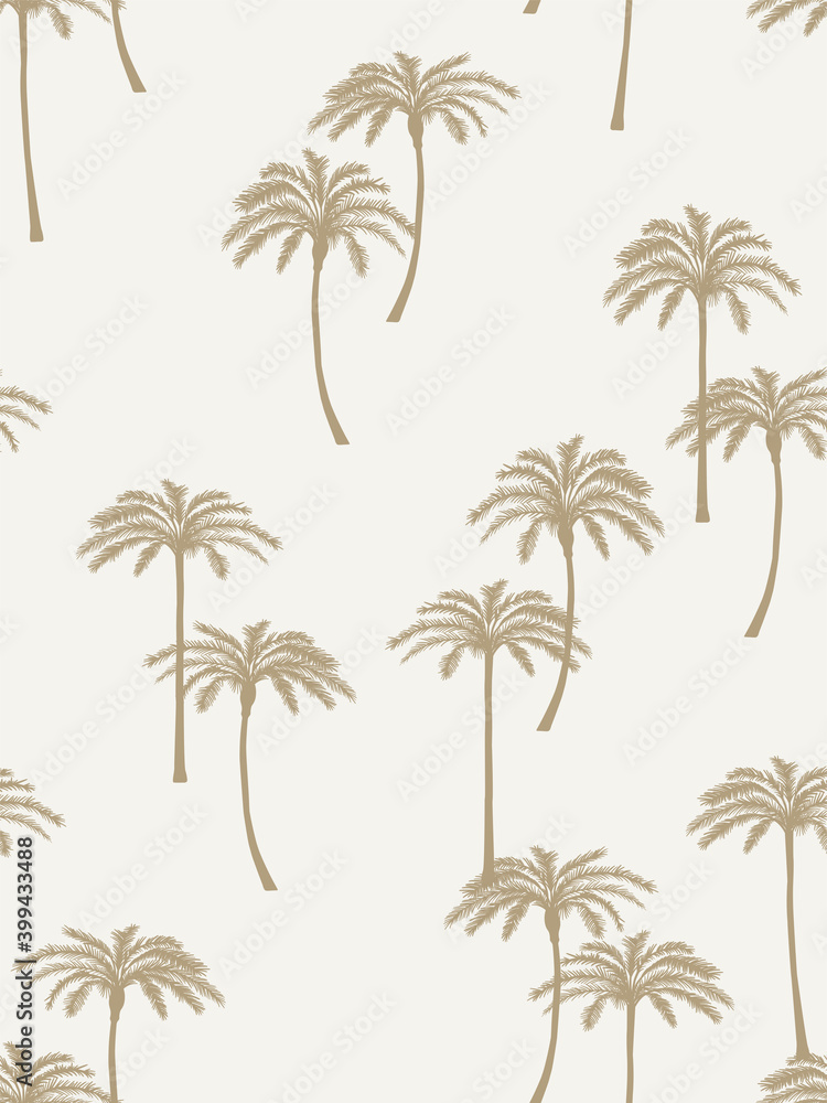 Stylish palm trees.  Seamless pattern. Flat vector in camel colours