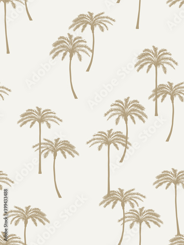 Stylish palm trees.  Seamless pattern. Flat vector in camel colours