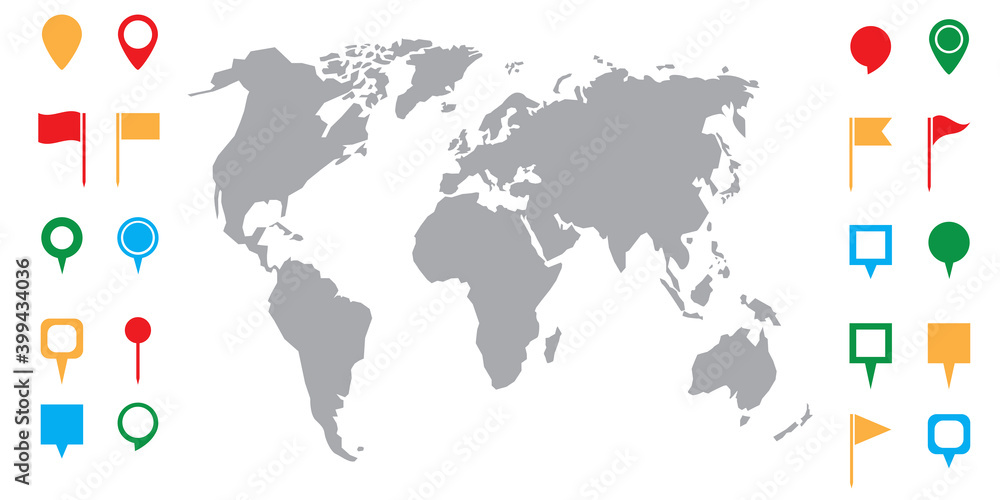 Obraz premium Location map icon, gps pointer mark. Vector world map. House icon. White background. Stock image. EPS10.