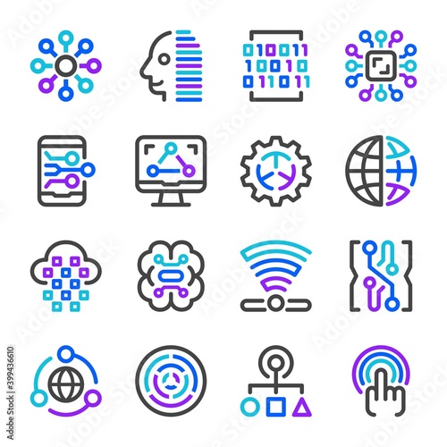 digital and technology icon set,vector and illustration