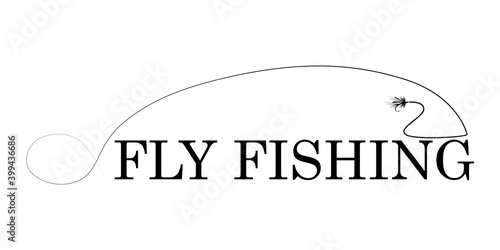 Fly fisherman fishing.clip art black fishing on white background - Vector