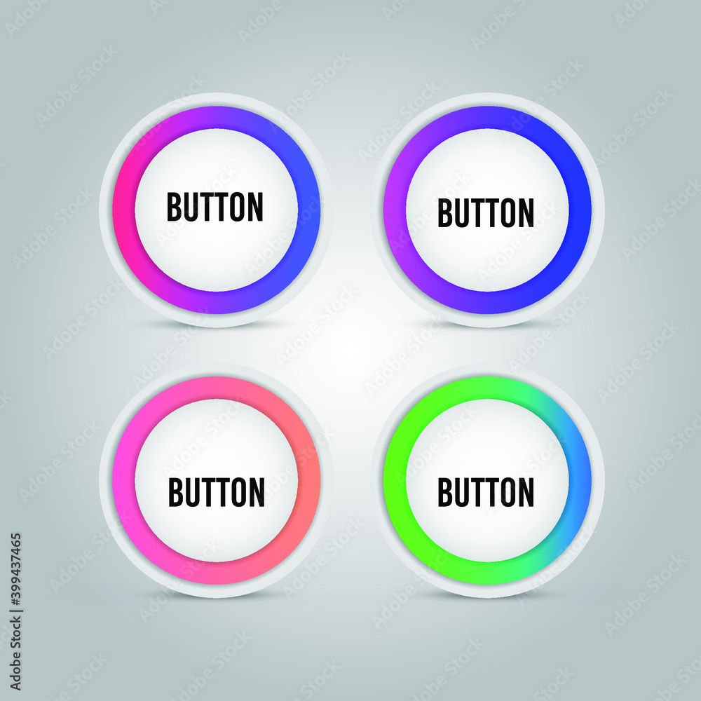 Set vector of button icons. 3D button concept. Eps10 vector illustration. Set vector of button icons. 3D button concept. Eps10 vector illustration.