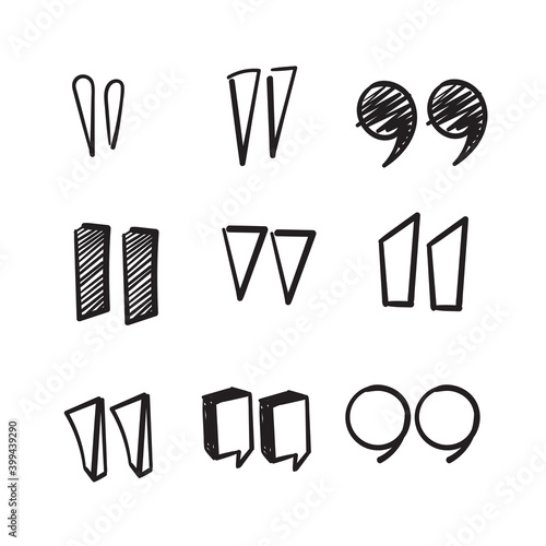 hand drawn doodle quotation mark icon illustration vector isolated