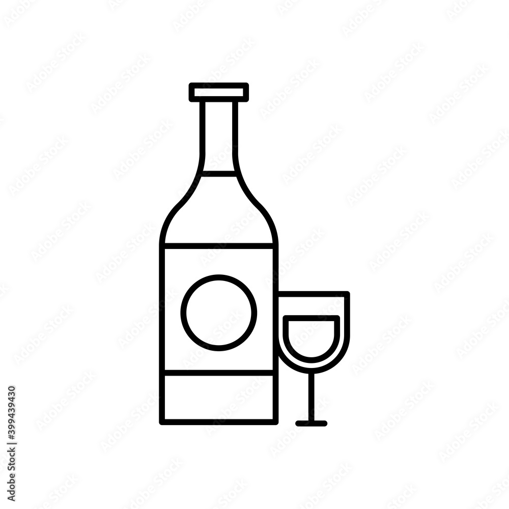 wine bottle and cup line style icon wine bottle and cup line style icon