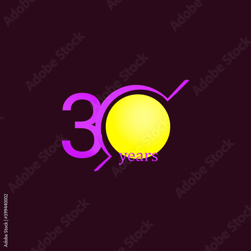 30 Years Anniversary Celebration Circle Purple Vector Template Design Illustration